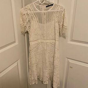 French Connection white lace dress with flounce 12